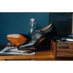 Black Double Monk Strap 0