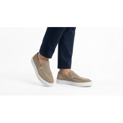 Giày Lười Nam Suede Loafer Sneaker – Da Lộn Màu Be Cát 3
