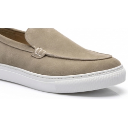 Giày Lười Nam Suede Loafer Sneaker – Da Lộn Màu Be Cát 4