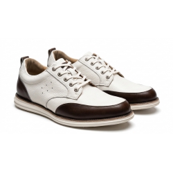 Giày Dress Sneaker Nam – Phối Da Hạt Trắng & Da Nâu Espresso 0