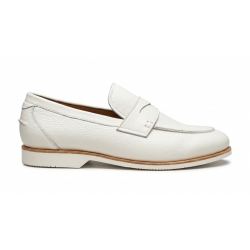 Giày Lười Nam Penny Loafer – Da Bò Hạt Màu Trắng Tinh Tế 1