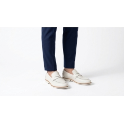 Giày Lười Nam Penny Loafer – Da Bò Hạt Màu Trắng Tinh Tế 3