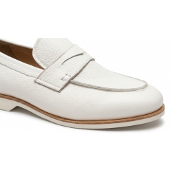 Giày Lười Nam Penny Loafer – Da Bò Hạt Màu Trắng Tinh Tế 4