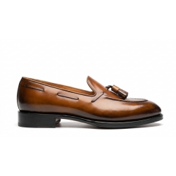 Tassel Loafer Da Bò Patina Nâu Cổ Điển 1