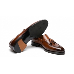 Tassel Loafer Da Bò Patina Nâu Cổ Điển 2