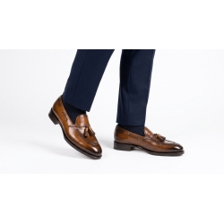 Tassel Loafer Da Bò Patina Nâu Cổ Điển 3