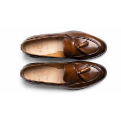 Tassel Loafer Da Bò Patina Nâu Cổ Điển 5