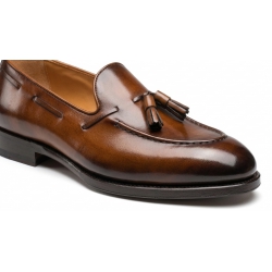 Tassel Loafer Da Bò Patina Nâu Cổ Điển 4