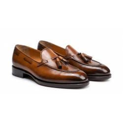 Tassel Loafer Da Bò Patina Nâu Cổ Điển 0